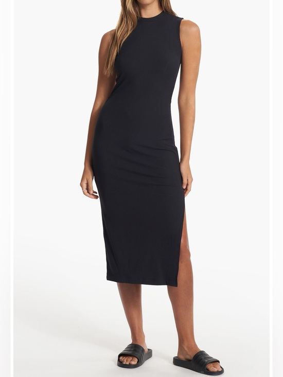 Vuori Dresses & Skirts - NWT Vuori Pose Midi Black Ribbed Sleeveless Tank Dress Medium